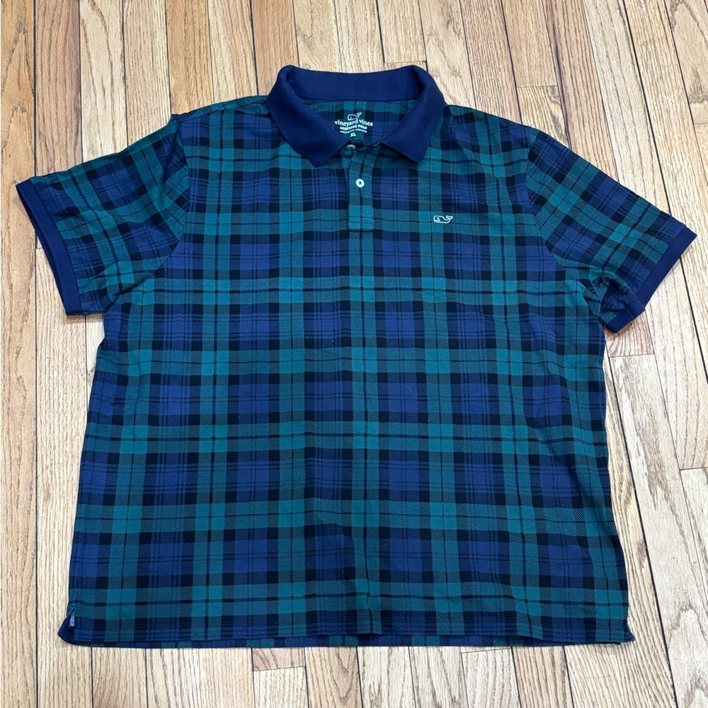 Vineyard Vines men's Blackwatch plaid stretch pique polo shirt XL - Picture 2 of 4